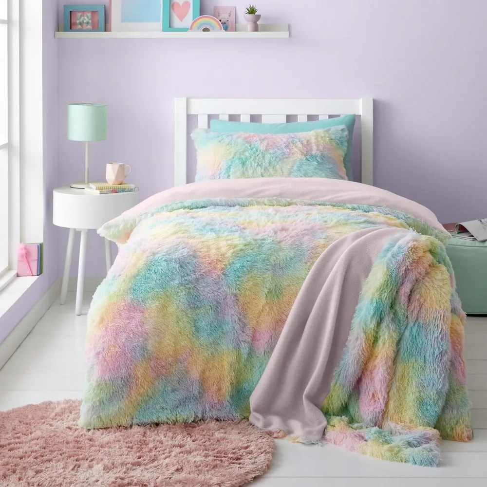 Двойно удължено детско спално бельо от микроплюш 230x220 cm Rainbow Cuddly – Catherine Lansfield