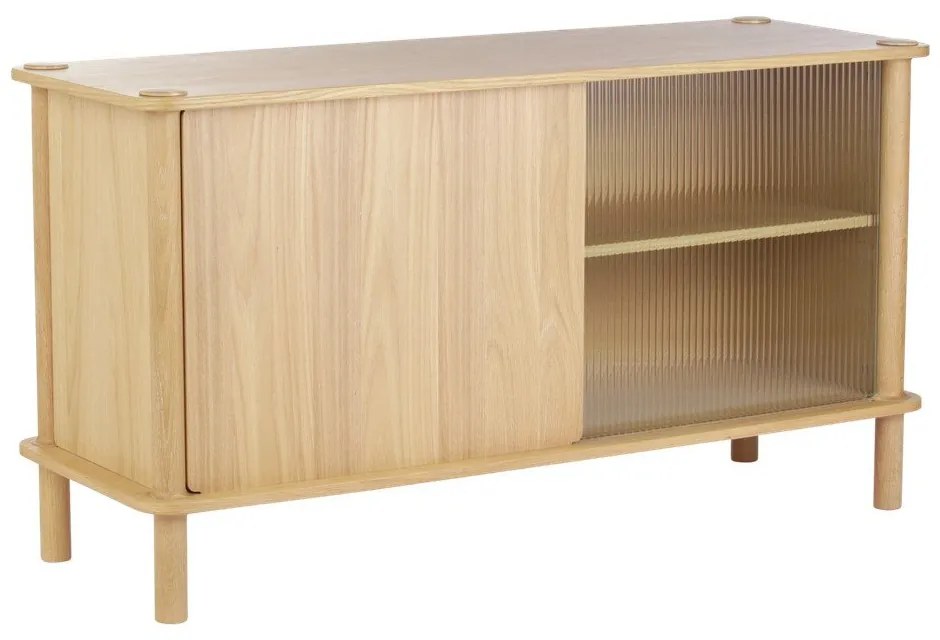 Витрина от масивен дъб с плъзгащи се врати в естествен цвят 135x73,5x48 cm Italic – UMAGE