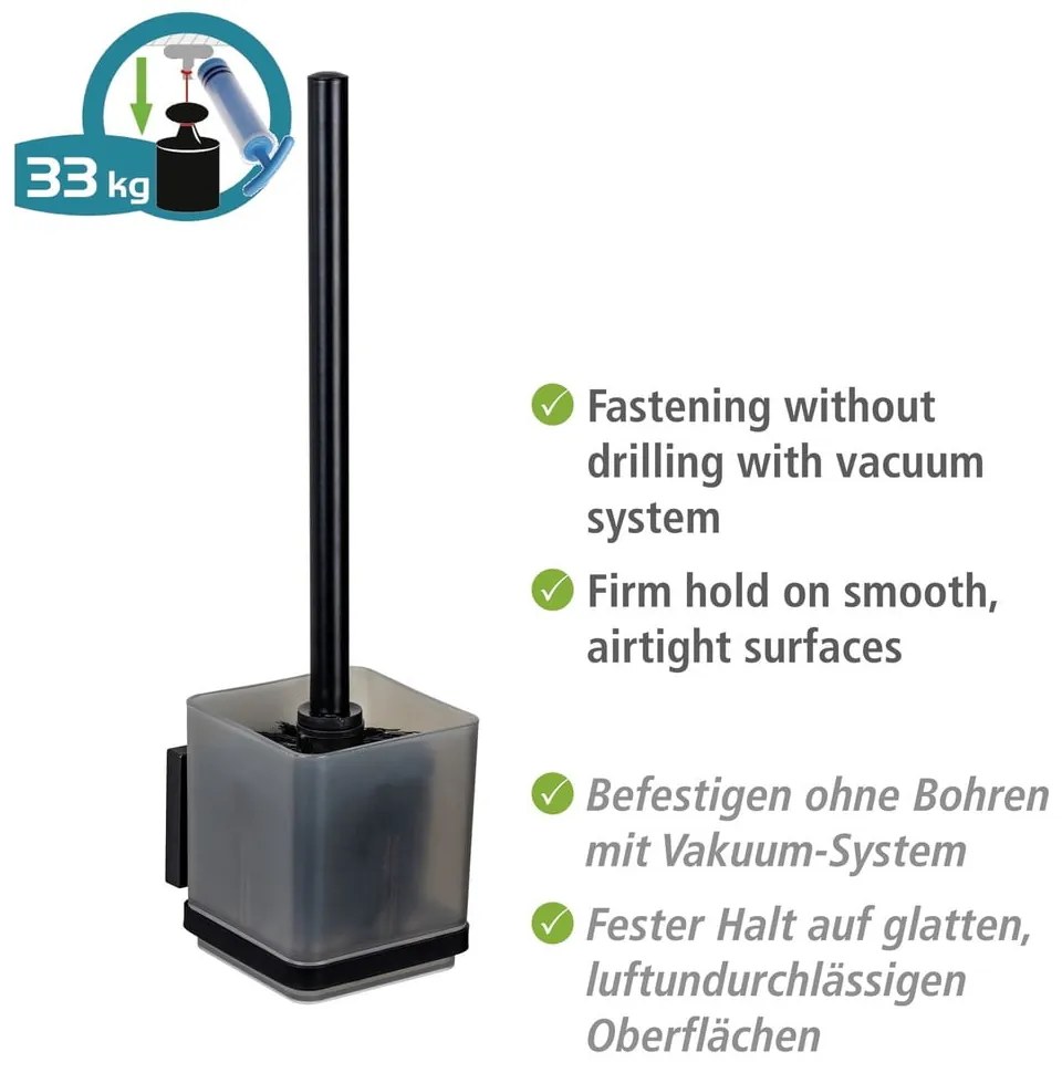 Черна самозалепваща пластмасова четка за тоалетна Quadro – Wenko