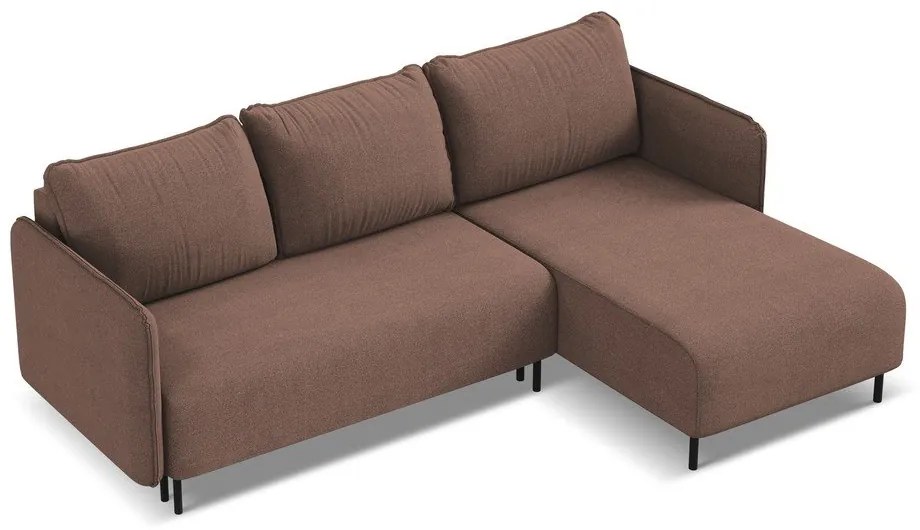 Розов разтегателен ъглов диван с място за съхранение (десен ъгъл) Luana – Makamii