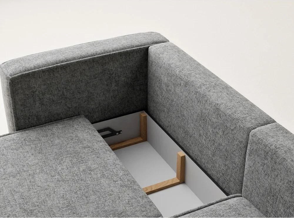 Сив шенилов сгъваем/с място за съхранение ъглов диван (десен ъгъл) Velto – Maison de Rêve