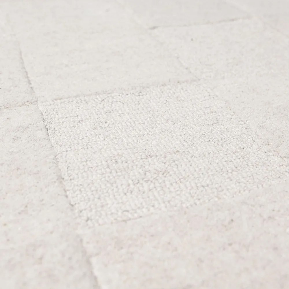 Ръчно изработен вълнен килим в цвят слонова кост 160x230 cm Checkerboard – Flair Rugs