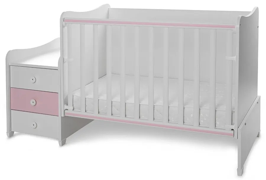 LORELLI Classic Трансформиращо се легло-люлка 70/160 см. MAXI PLUS БЯЛО/ORCHID PINK