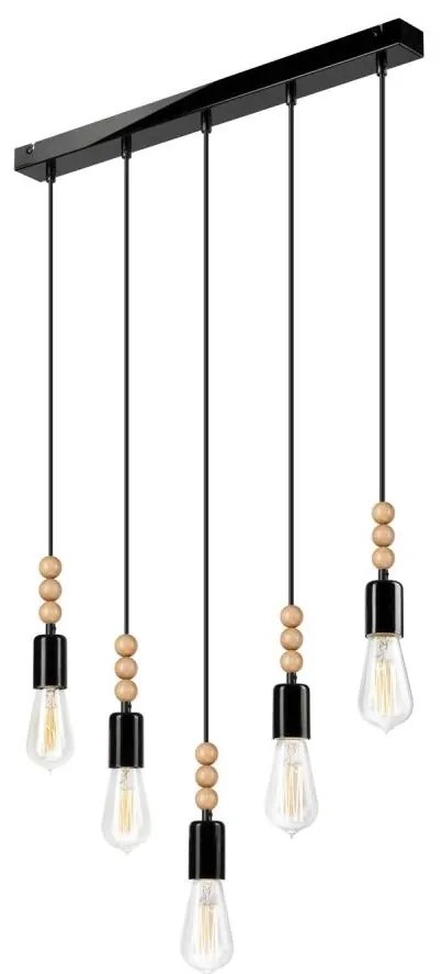 Полилей SIMON 5xE27/60W/230V, черен, на кабел