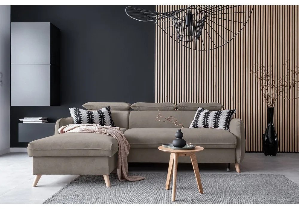 Светлокафяв кадифен ъглов разтегателен диван (ляв ъгъл) Sweet Harmony - Miuform