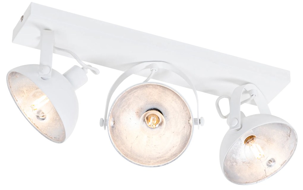 Индустриален плафон бял със сребро 3-светлина регулируем - Magnax