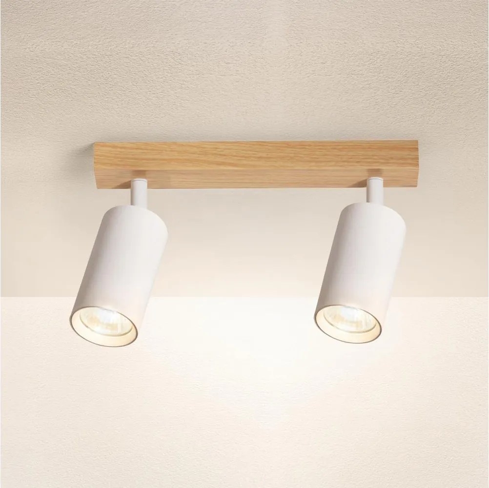 Brilagi - Точково осветително тяло SELE 2xGU10/30W/230V бяло/дъбов декор