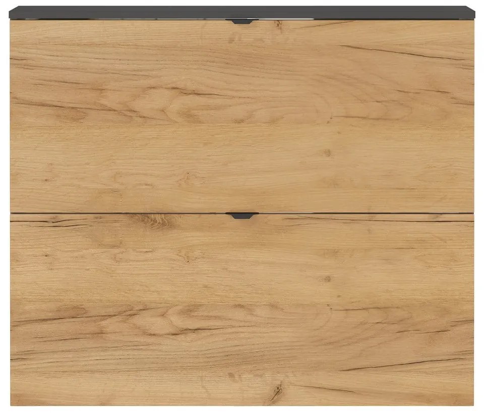 Накланяща се висяща стойка за обувки от декор от дъб в антрацитен и естествен цвят 100x85x19 cm Renell – Germania