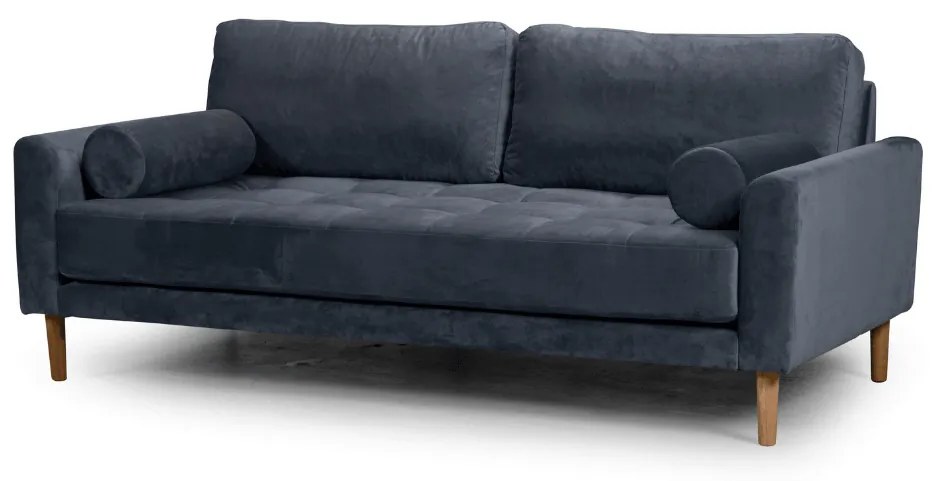 Двуместен диван Midcentury в тъмносиво кадифе, 180/93/66 см