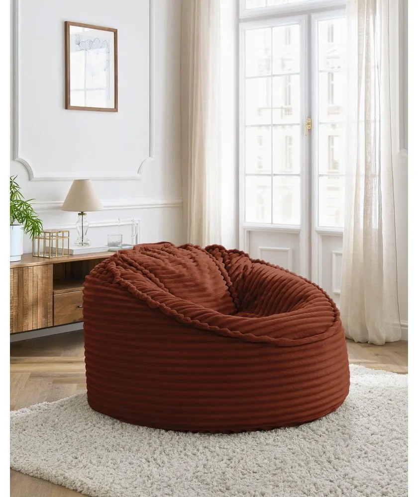 Пуф от рипсено кадифе в тухлен цвят Socrate – Bobochic Paris