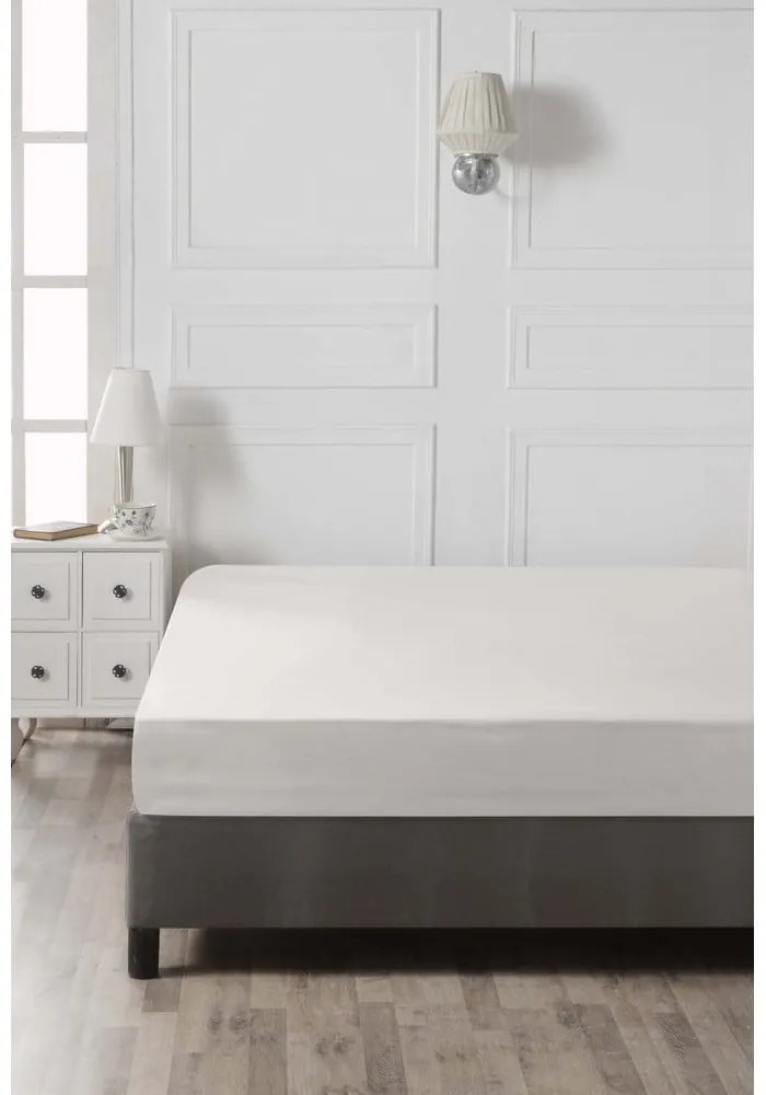 Бял еластичен памучен чаршаф 140x200 cm – Mijolnir
