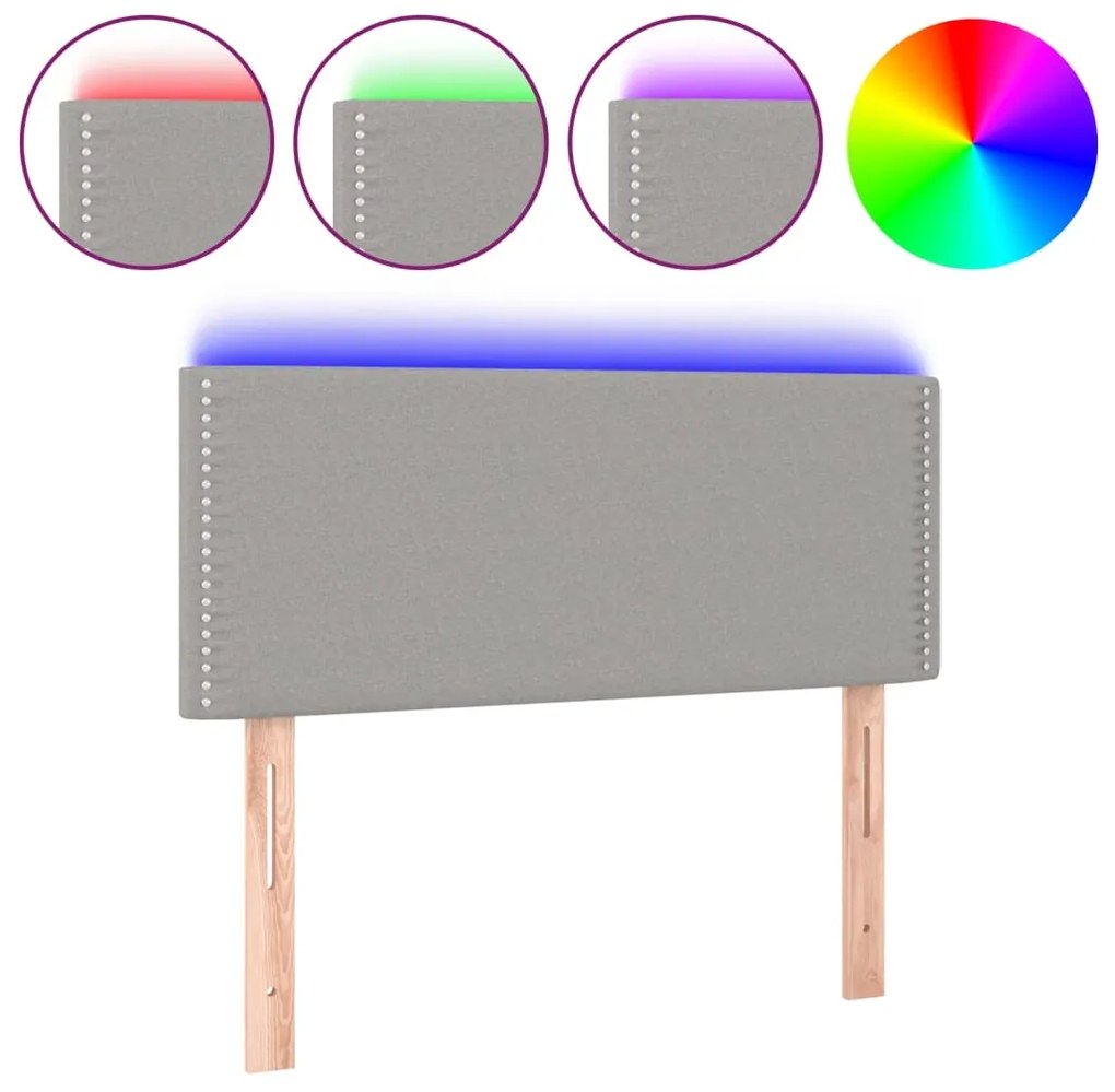 3121462 vidaXL LED горна табла за легло, светлосива, 100x5x78/88 см, плат