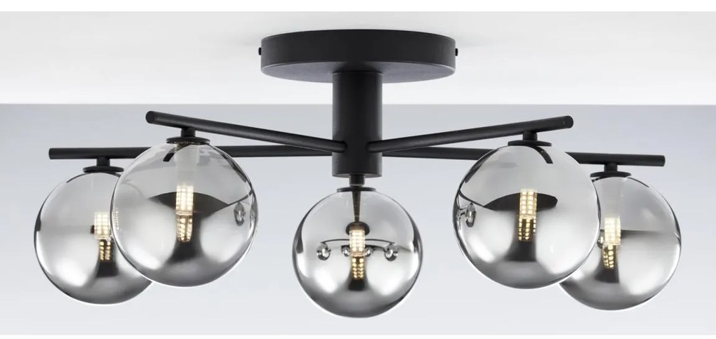 Jupiter 2048 - Повърхностно монтиран полилей PRATO 5xG9/14W/230V черно/димчато сиво