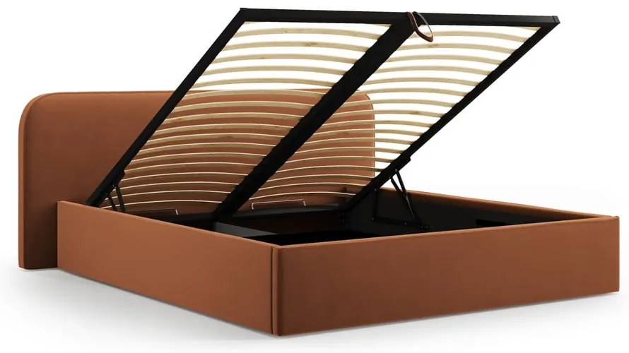 Теракотено двойно тапицирано легло с място за съхранение с включена подматрачна рамка 200x200 cm Elizabeth – Micadoni