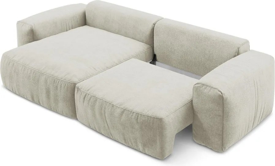 Бежов шенилов сгъваем ъглов диван (ляв ъгъл) Kuki – Makamii