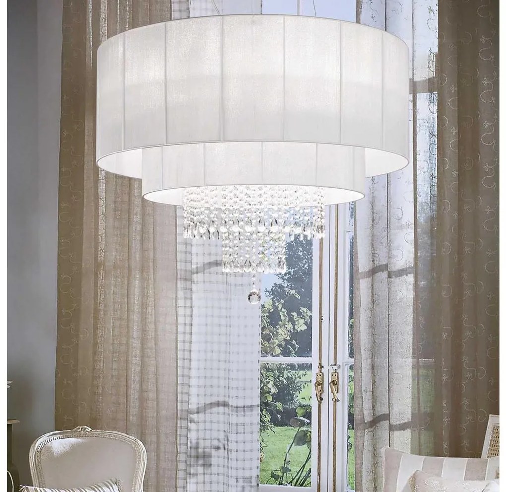 Ideal Lux - Кристален пендел OPERA 10xE27/60W/230V Ø 90 см бял