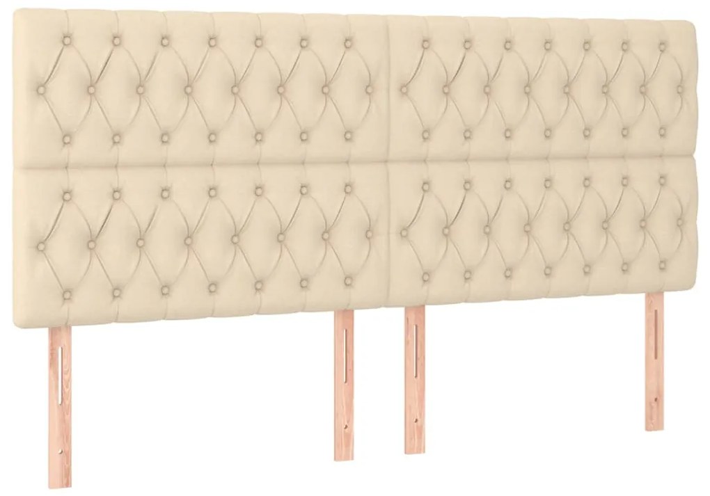 3116695 vidaXL Табла за легло, кремава, 200x7x118/128 см, плат