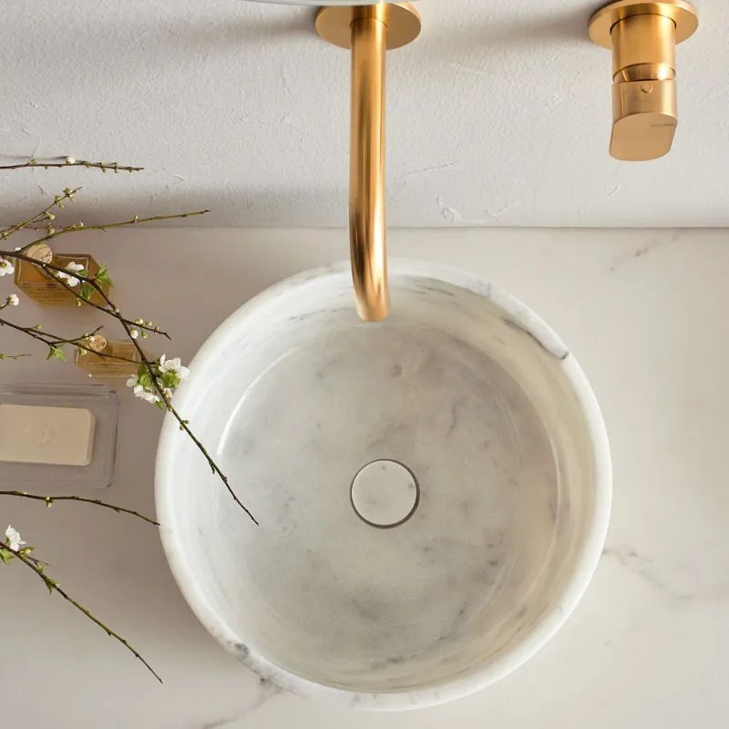 Мрамор мивка Fossil -Бял-Диаметър 39 см.