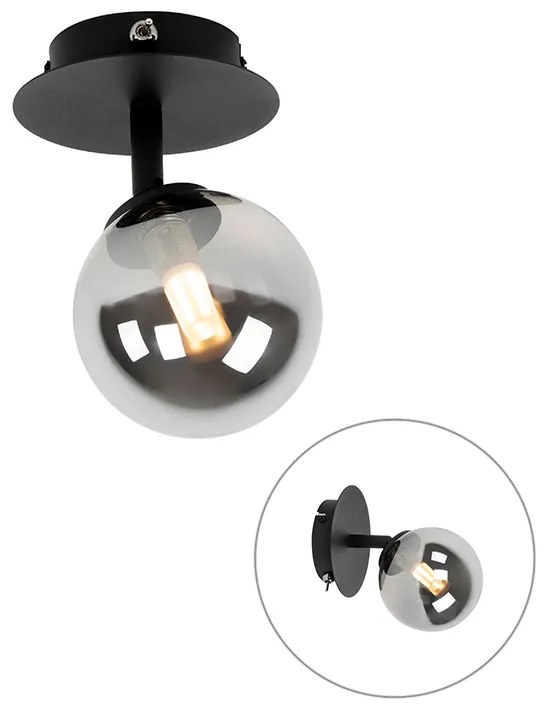 Ръстичен прожектор черен регулируем с опушено стъкло - Атина