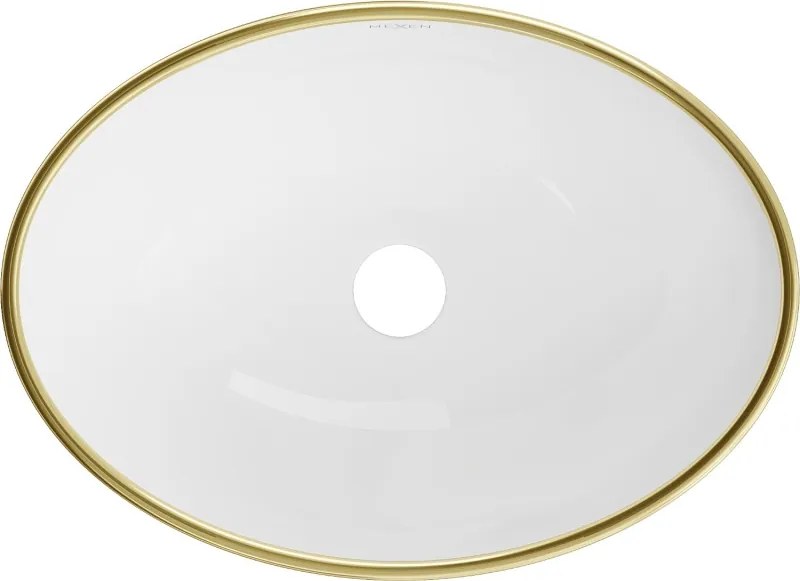 Mexen Elza плотна мивка 40 x 33 см, бяла/златна карирана шарка - 21014009