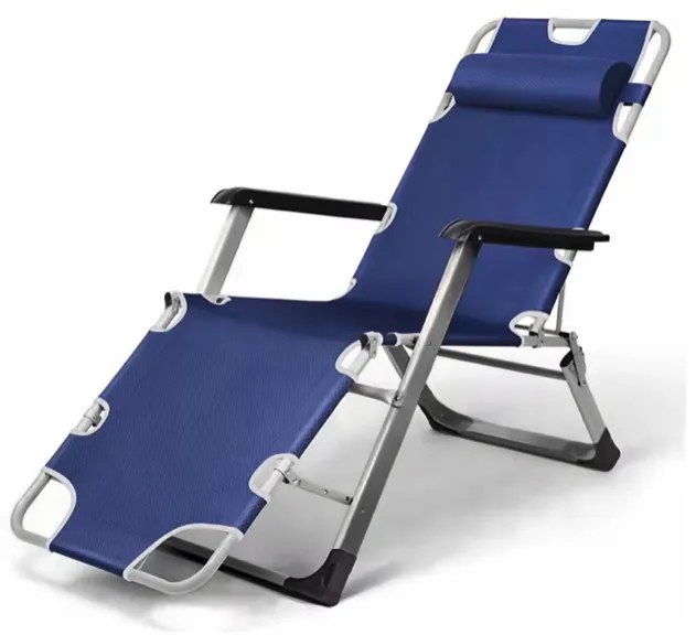 Градински шезлонг със сива рамка и възглавница Сив