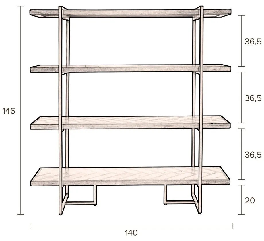 Черна етажерка за книги от екзотична дървесина 140x146 cm Class - Dutchbone