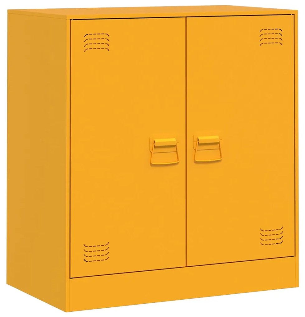 841676 vidaXL Бюфет, горчица жълто, 67x39x73 см, стомана
