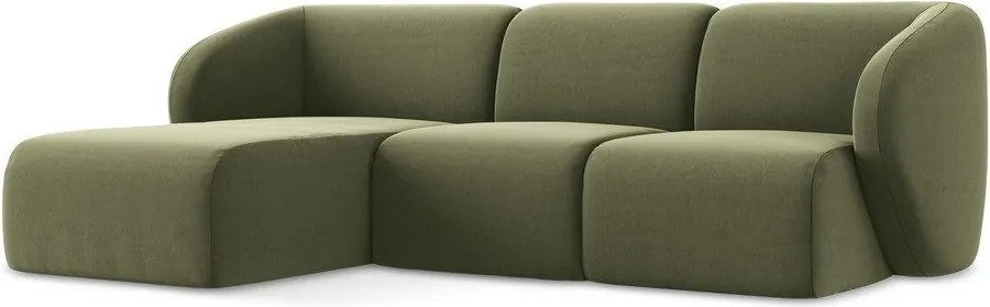 Зелен кадифен ъглов диван (ляв ъгъл) Lani – Makamii