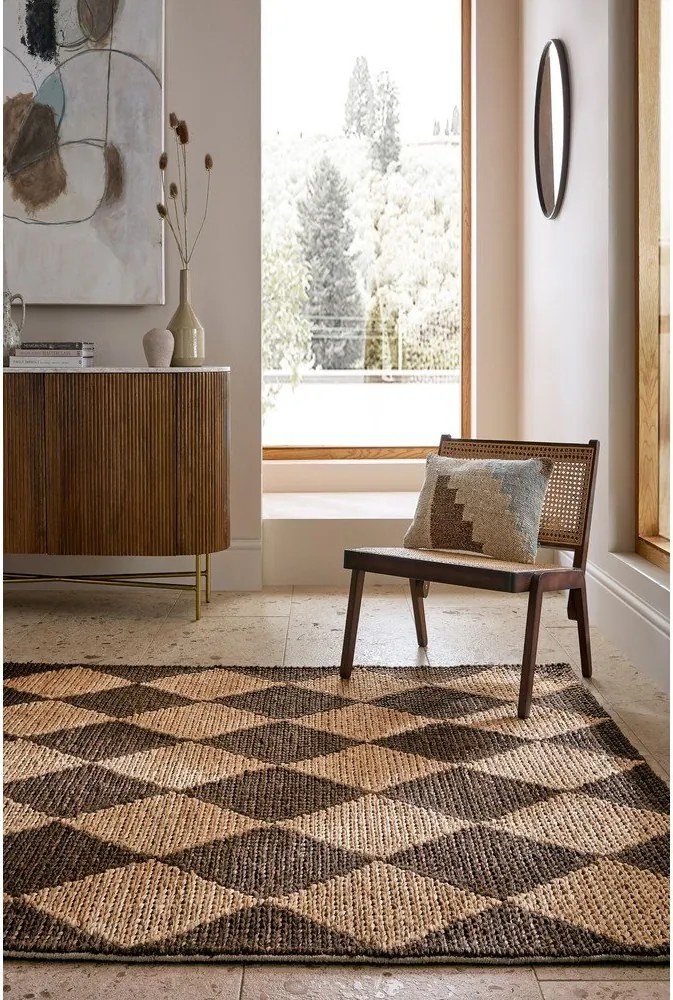 Кафяв/естествен ръчно изработен килим със смес от юта 160x230 cm Effie Diamond – Flair Rugs