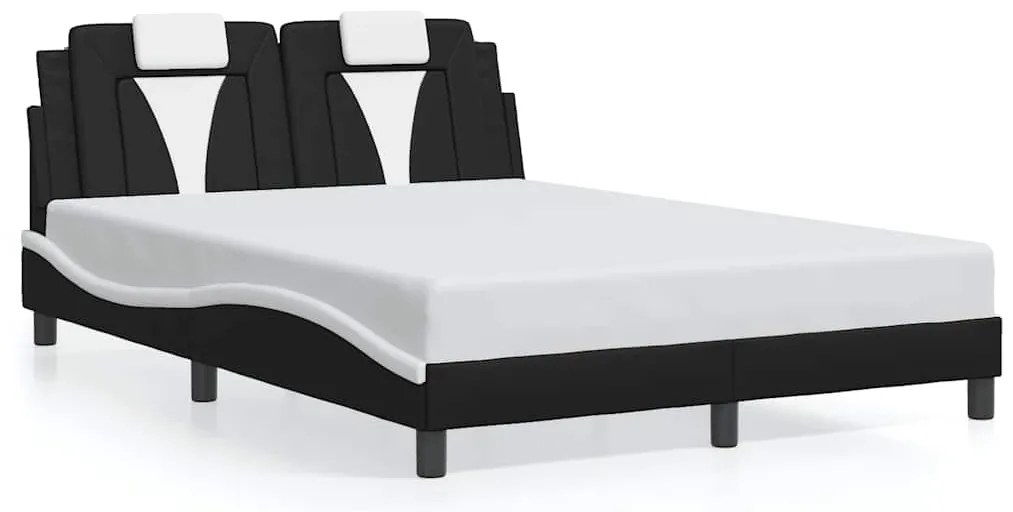 3208101 vidaXL Рамка за легло Viana без матрак, черно-бяла, 140x200 см, изкуствена кожа