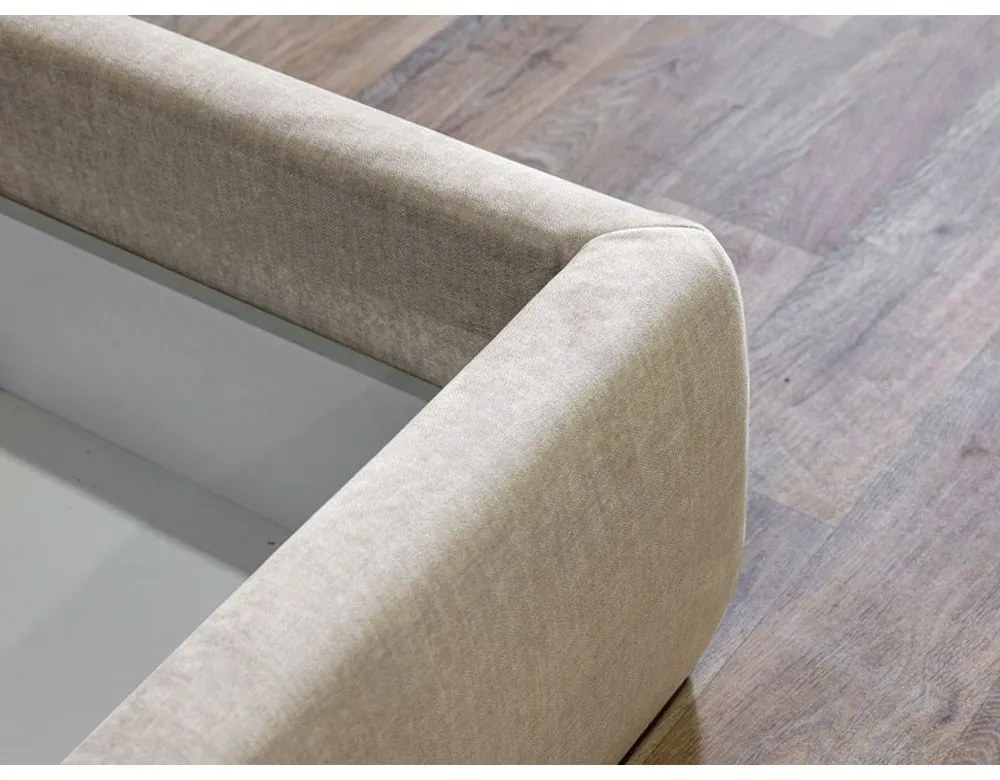 Бежово тапицирано двойно легло с решетка и място за съхранение 180x200 cm Jade - Bobochic Paris