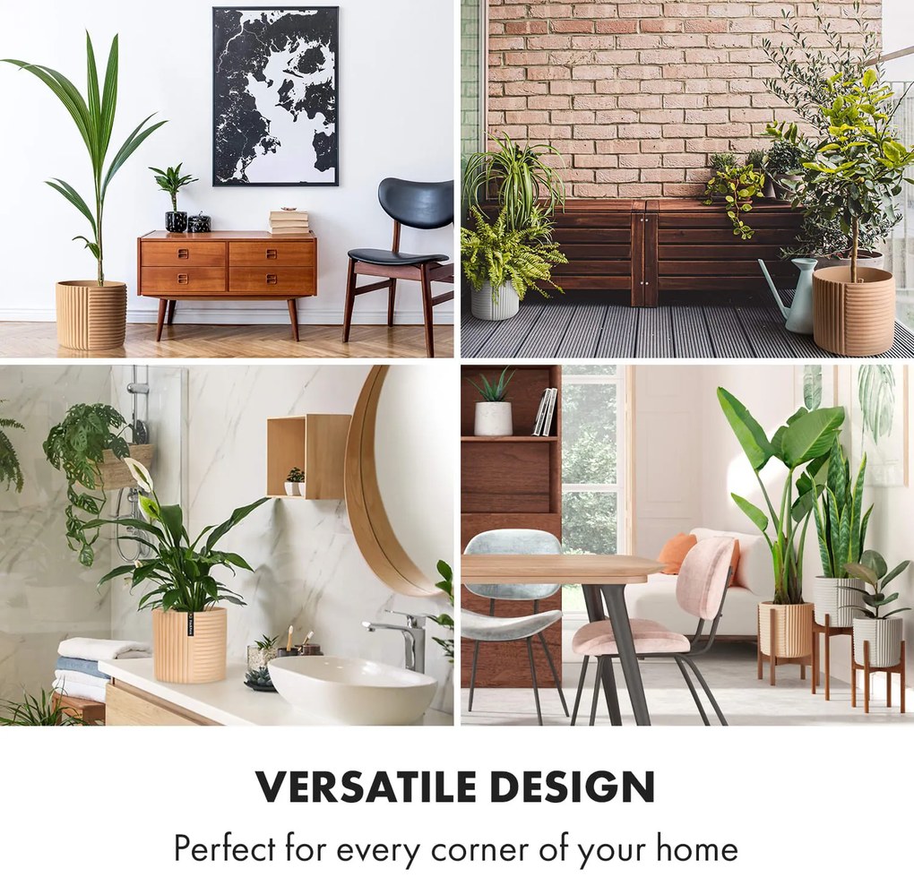 Fox & Fern Саксия Hasselt от полистоун, ръчна изработка, подходяща за растения в 3D вид.