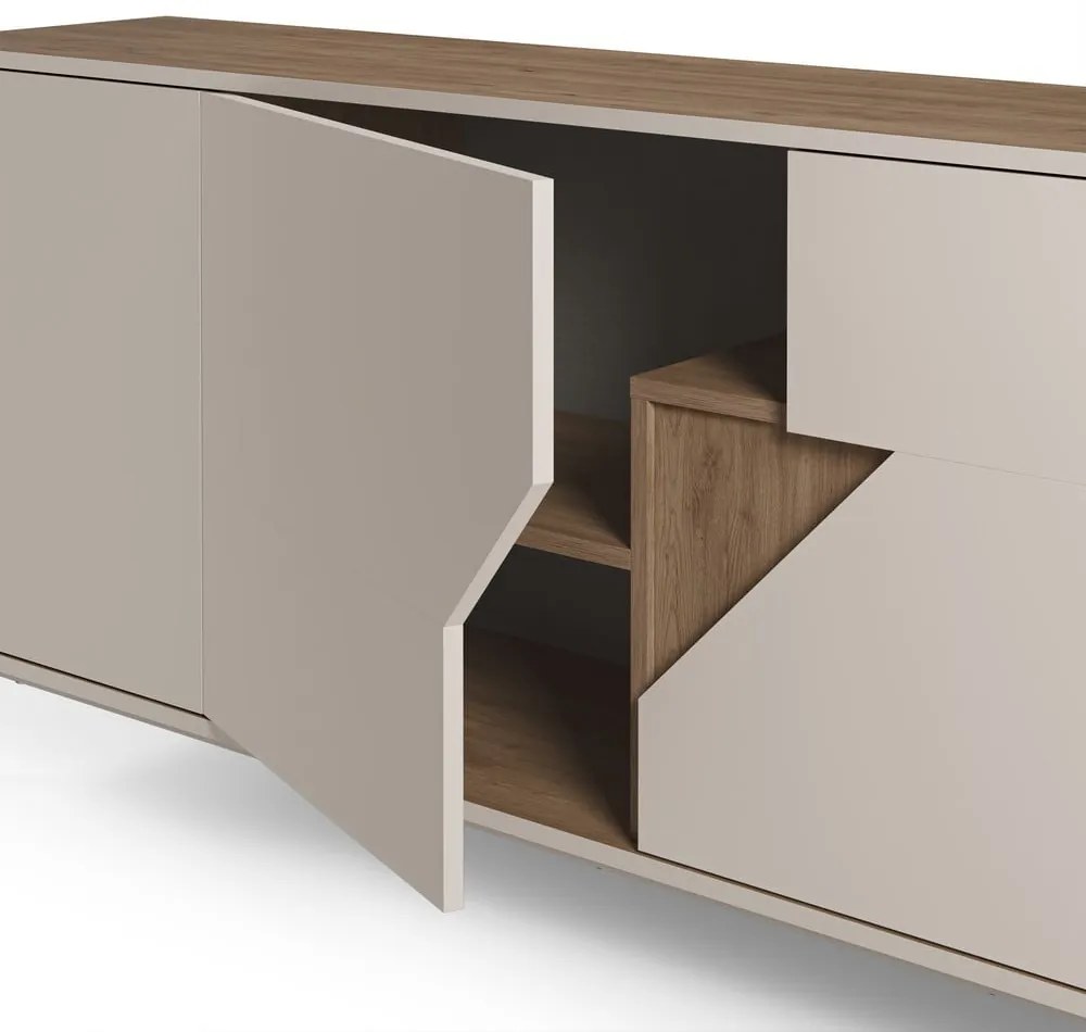 Кремаво-естествен скрин от декор от дъб 150x80x40 cm Lilou – Marckeric