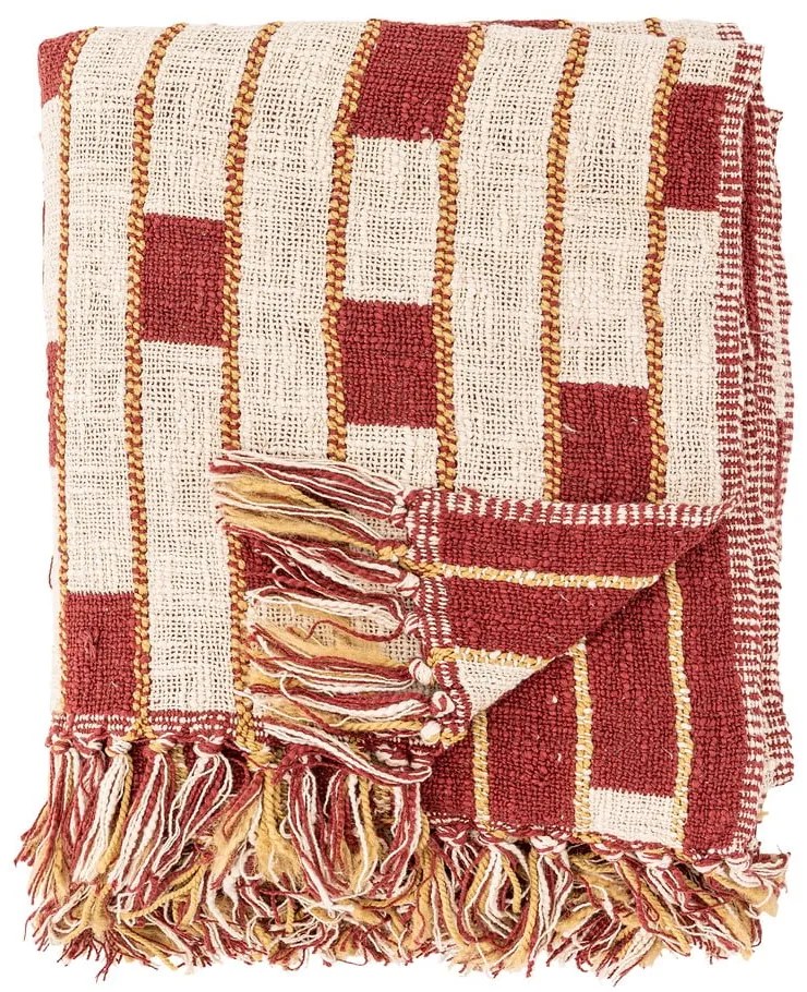 Червено/бежово одеяло със смес от памук 130x160 cm Cang – Bloomingville