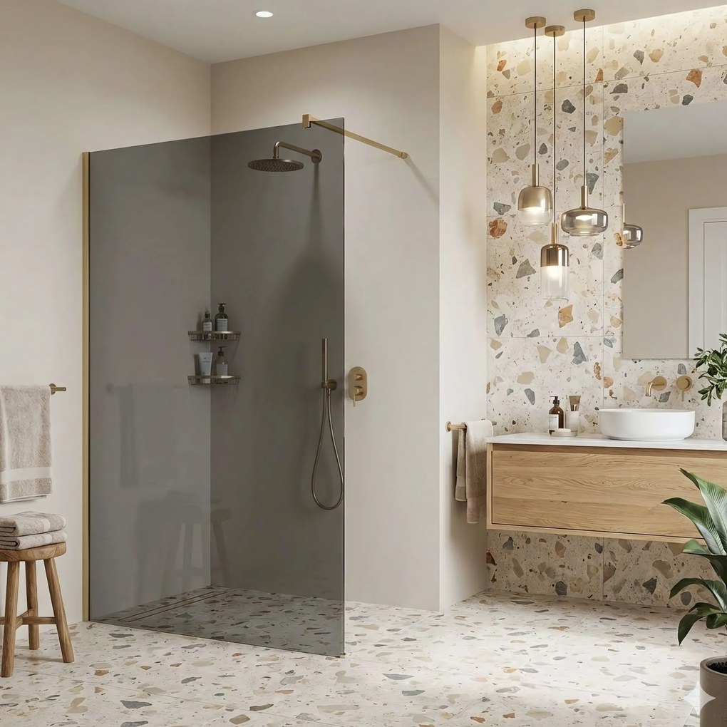 Параван за душ Rea Flexi Grey / Brush Gold 110