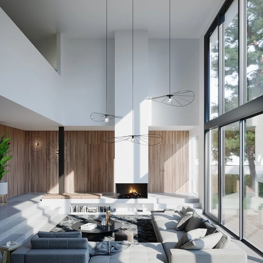 Черно висящо осветително тяло ø 110 cm Elliot - Sollux