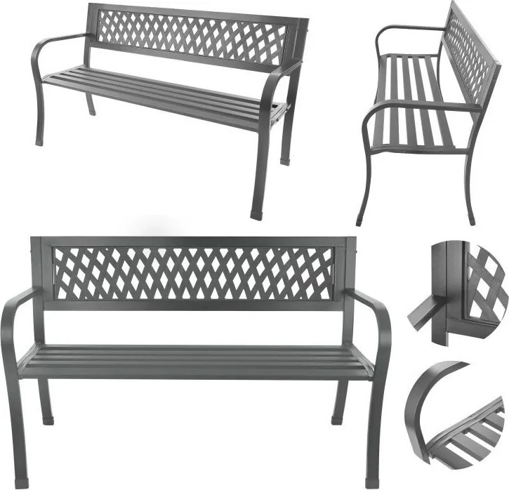 Алуминиева градинска пейка 125 x 53 x 77 см