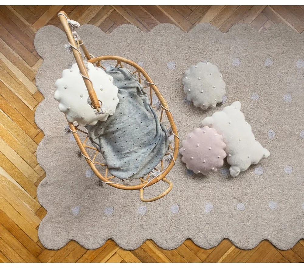 Бежов ръчно изработен памучен детски килим подходящ за пране 120x160 cm Biscuit Beige – Lorena Canals