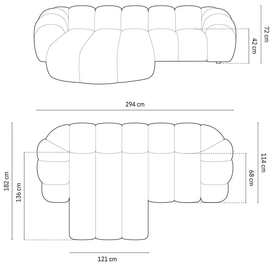 Черен ъглов диван (ляв ъгъл) Diana – Micadoni