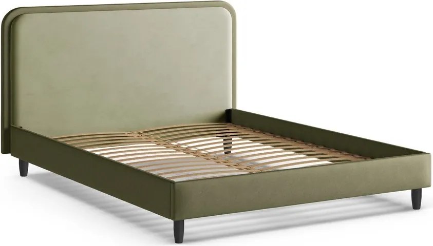 Зелено тапицирано двойно легло с включена подматрачна рамка 180x200 cm Aveline – Micadoni