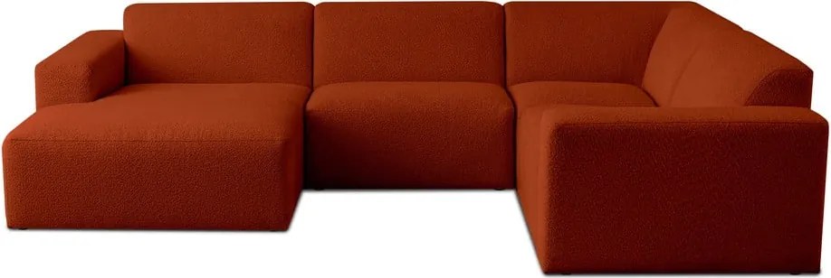 Ъглов диван от букле в тухлен цвят ("U" форма) Roxy – Scandic