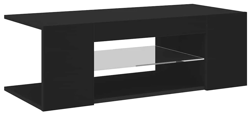 804239 vidaXL ТВ шкаф с LED осветление, черен, 90x39x30 см