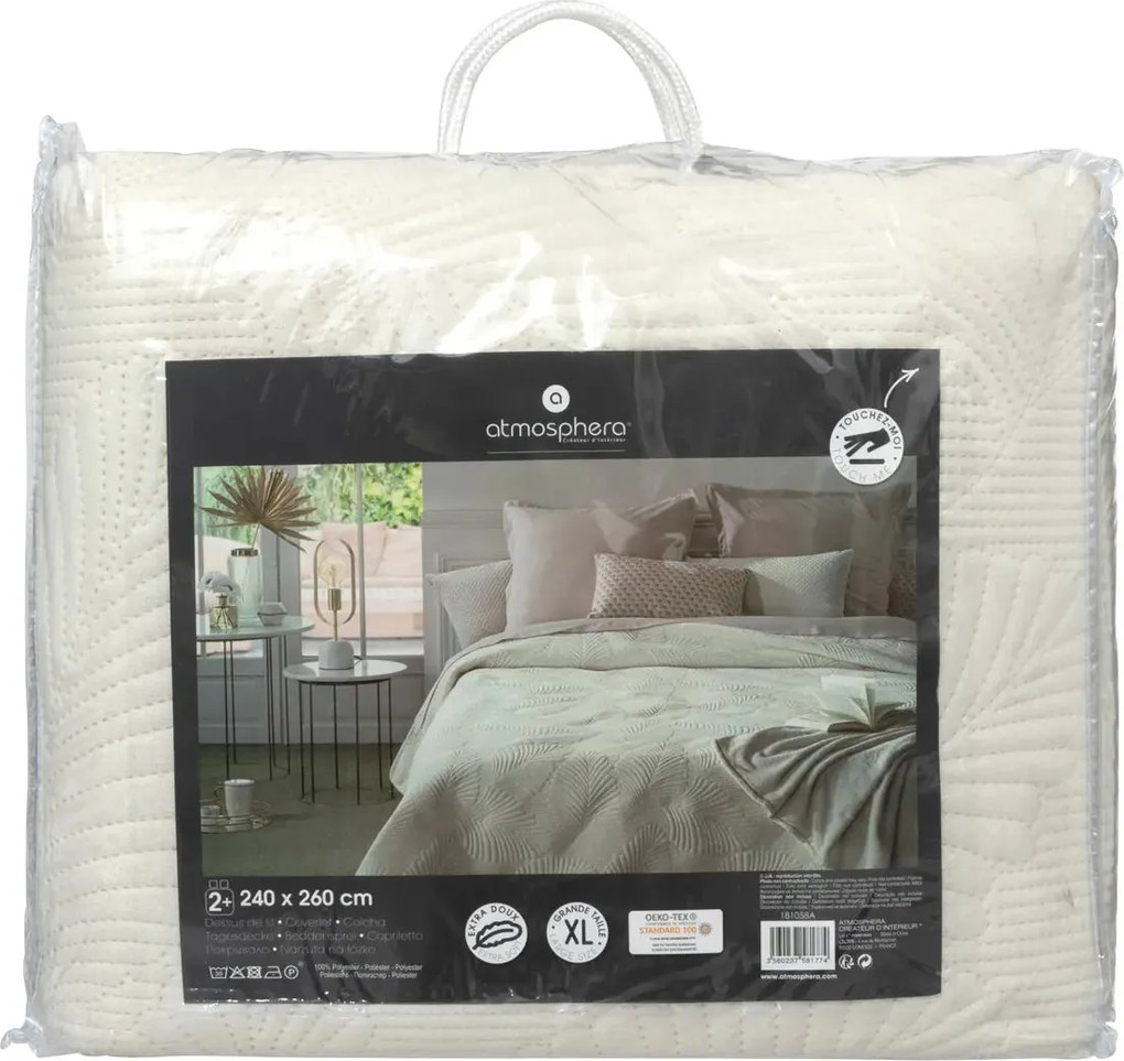 Шалте atmosphera Leaf, Кадифе, 240x260 cm - Тюркоаз