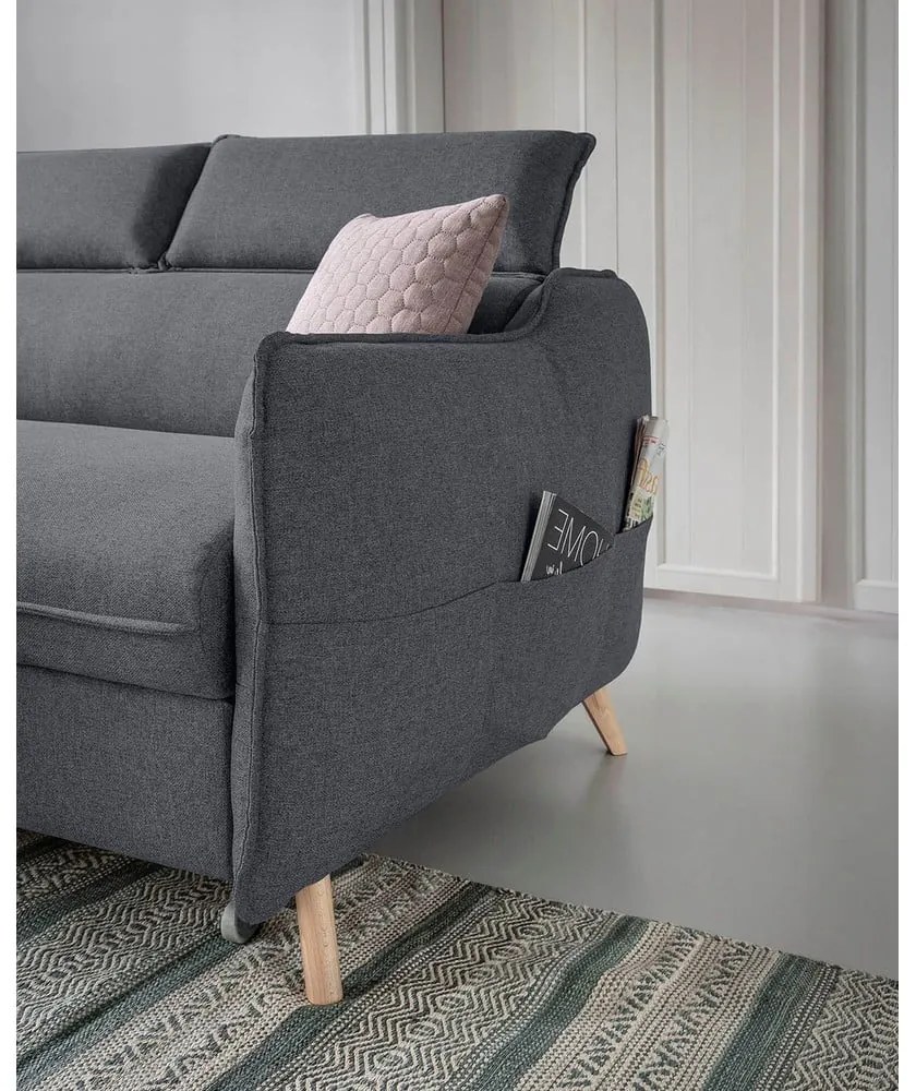 Тъмно сив ъглов разтегателен диван, ляв ъгъл Sweet Harmony - Miuform