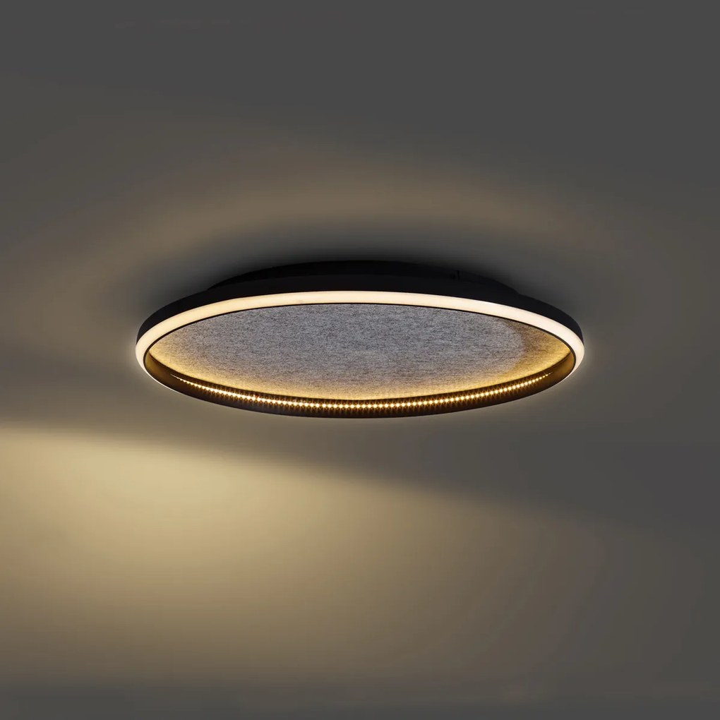 Дизайнерска таванна лампа черна с филц, включваща LED с 3-степенно димиране - Xavi Felt