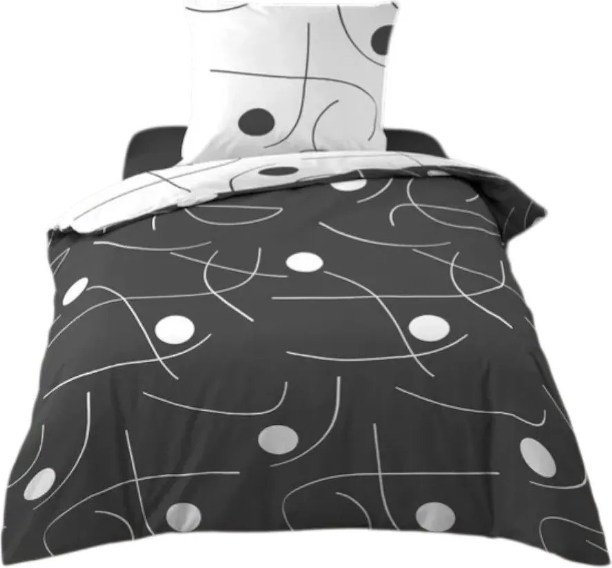 Бяло-тъмносиво единично спално бельо от микрофибър 140x200 cm Sonate – douceur d'intérieur