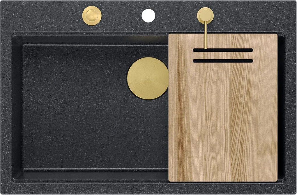 гранитна мивка MARC 110 WORKSTATION Black Metallic