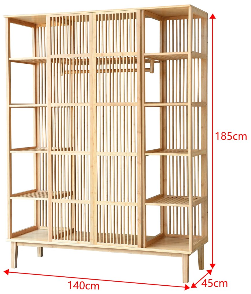 Бамбукова стойка за дрехи Hudiksvall 185x140x45cm []