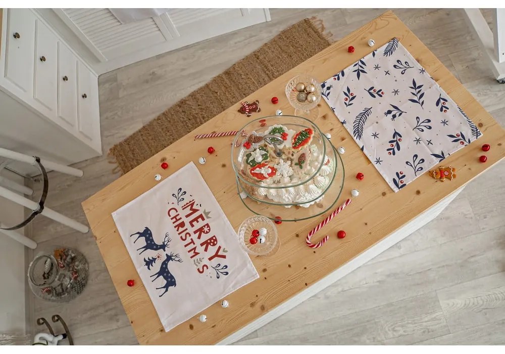 Коледни подложки от плат в комплект от 2 подложки 45x35 cm Merry Blue Christmas - Butter Kings