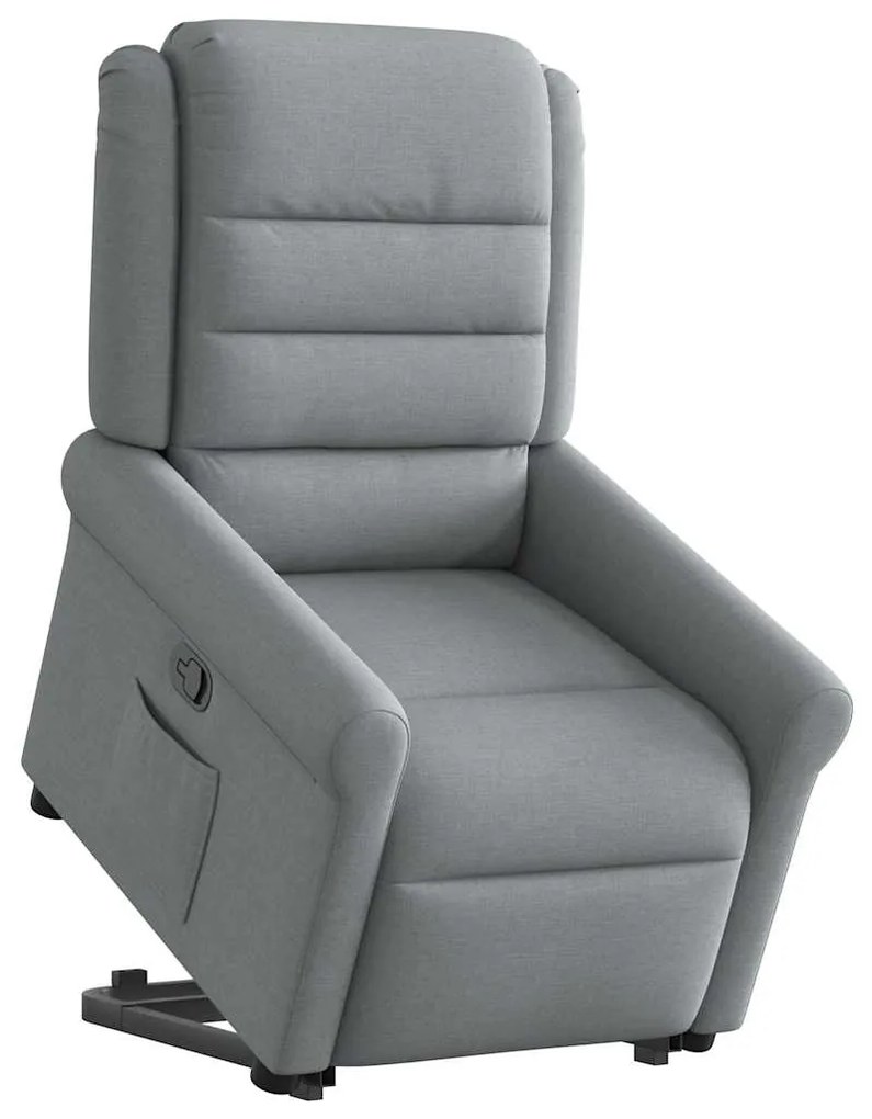 3303314 vidaXL Изправящ реклайнер стол, светлосив, текстил